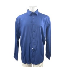 NEW Michael Kors Men's Blue Long Sleeve Button Down Stretch Dress Shirt Top XXL