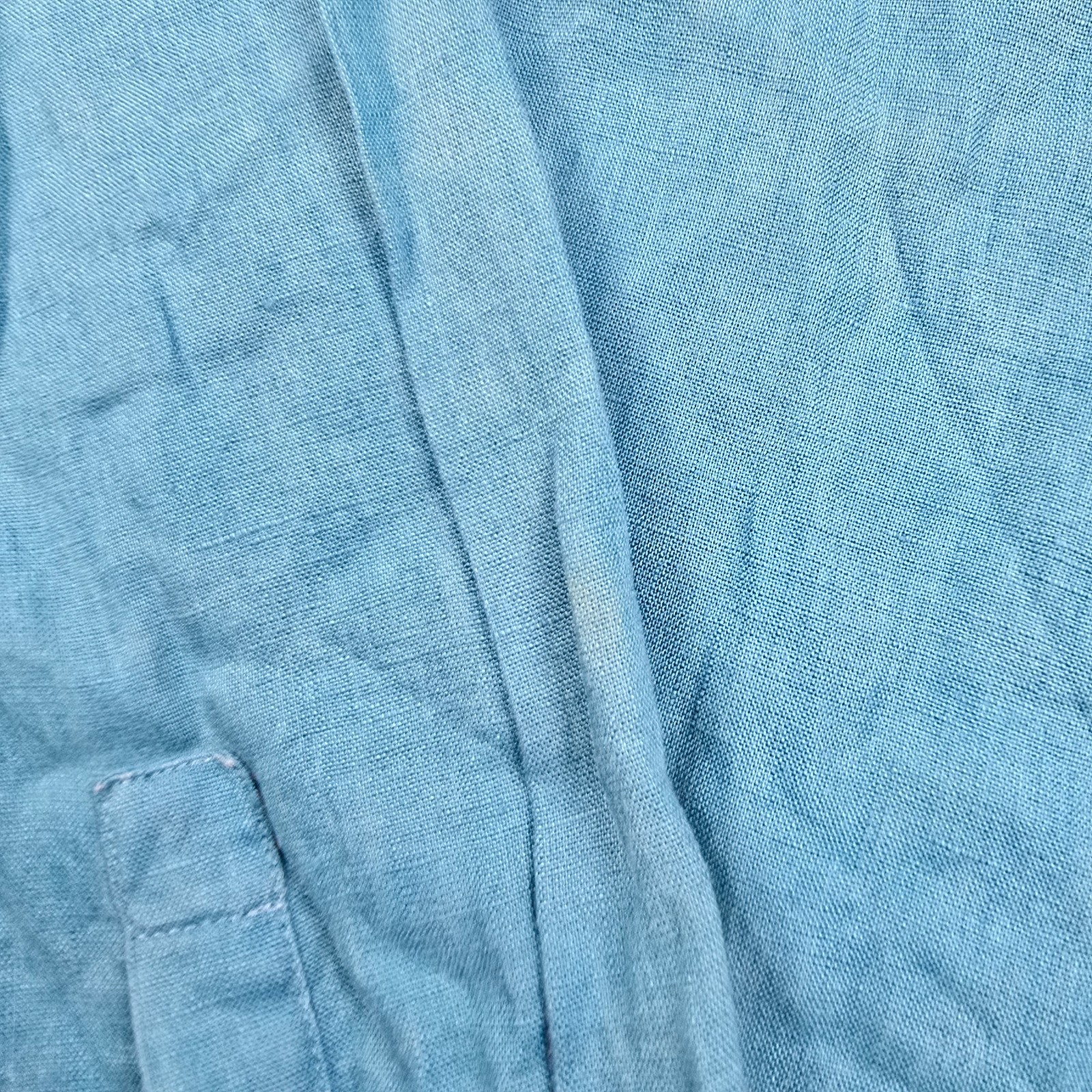 Hugo Boss Shirt Mens LARGE blue Long Sleeve Button Up collared Linen Size L thumbnail 4