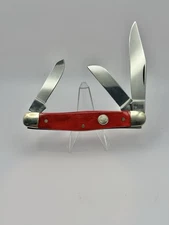 NEW VINTAGE BOKER TREE BRAND SOLINGEN GERMANY RED SMOOTH BONE  STOCKMAN KNIFE