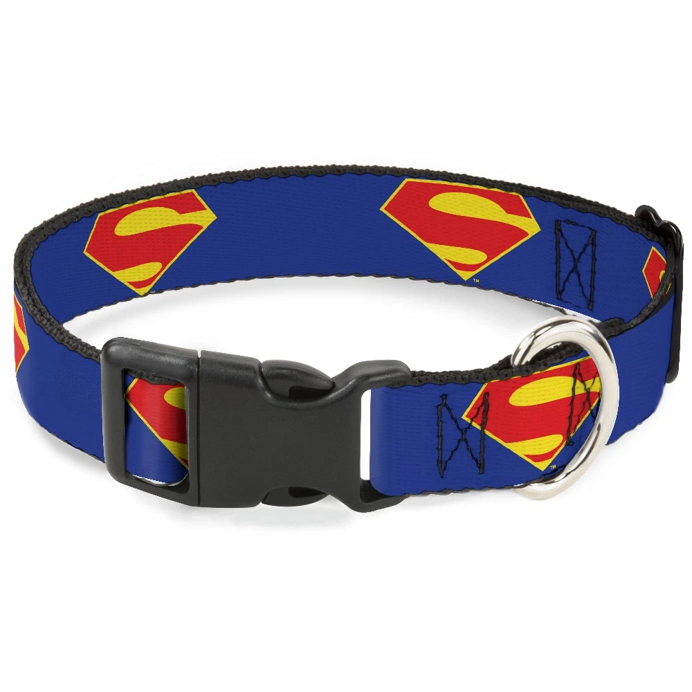 Plastic Clip Collar DC League of Super-Pets Superman Shield Logo Blue/Red/Yellow