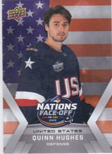 2024/25 UD 4 NATIONS FACE-OFF..QUINN HUGHES..COUNTRY TEAM LOGO../299..U.S.A