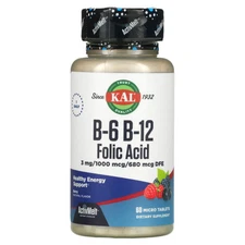 KAL B-6 B-12 Folic Acid Berry 60 Micro Tablets Vegetarian