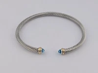 David Yurman Cable Classic Bracelet with Blue Topaz and 14K Gold 4mm size Large