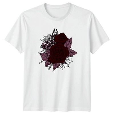 Dark Rose Spinnennetz T-Shirt Gothic Ästhetik 2026 Geburtstag Geschenk für Sie und Ihn