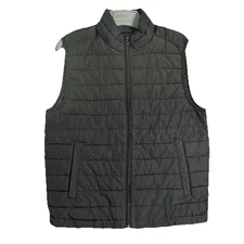 Aeropostale Remixed Down Puffer Vest Men's Small Full Zip Black Quilted Utility