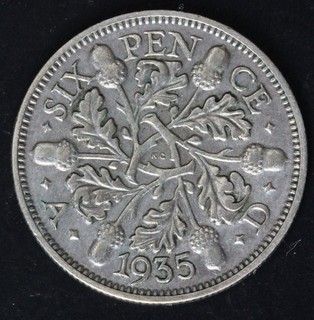 GREAT BRITAIN 6 Pence 1935 Silver 0.500 George V. VF 3924