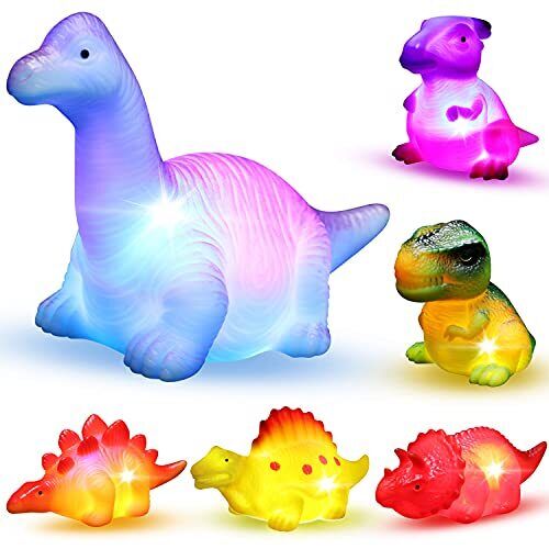 6 Packs Light-Up Floating Dinosaur Bath Toys Set for Baby Toddler Nephew in B... - Picture 1 of 7
