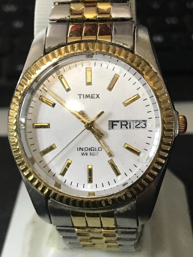 TIMEX INDIGLO President 35mm 2 Tone Fluted Bezel Quartz TIMEX INDIGLO President 35mm 2 Tone Fluted Bezel Quartz