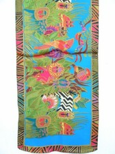 New 100 Silk Oblong Scarf Art Painting Paradise Blue