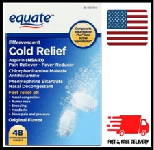Equate Effervescent Cold Relief Tablets Original Flavour ,325 mg, 48 Count