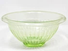 Vintage Hazel Atlas Green Uranium Glass Rolled Edge Ribbed Mixing Bowl 7" Glows