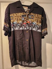 Vintage Paradise Found Shirt Mens Medium Hawaiian Hula Biker Tiki Bar Motorcycle