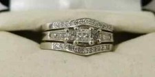 2Ct Lab Created Diamond Engagement Bridal Ring Enhancer Set 14K White Gold Over