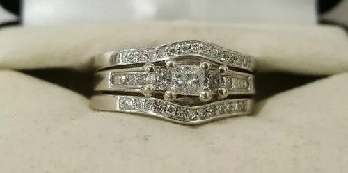 2Ct Lab Created Diamond Engagement Bridal Ring Enhancer Set 14K White ...