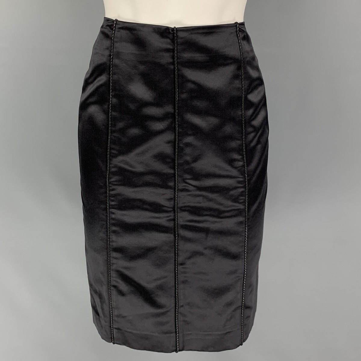 BOTTEGA VENETA Taglia Nero Cotone Seta Matita Gonna