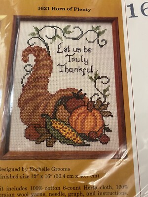  The Creative Circle HORN OF PLENTY CORNUCOPIA Cross Stitch 12X16'' #1621