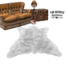White Bear Skin Rug - Plush Shag Faux Fur - Bonded Suede Lining - Made in USA