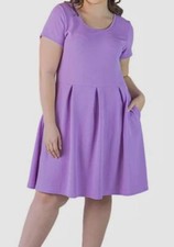 24seven Comfort Apparel Women Scoop Neck Knee Length Pocket Dress Plus Size 1X