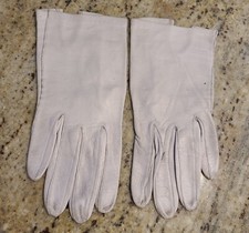 Vintage Size S Beige/Gray Soft Leather 7" Gloves Italy