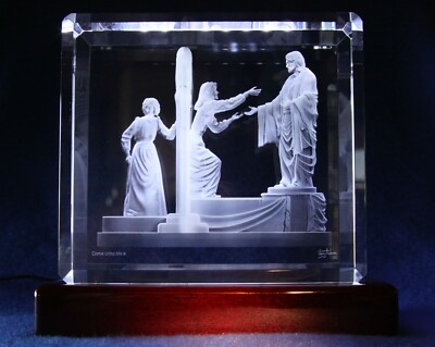 Small 3.5''x3''x1.75'' Come Unto Me Crystal Bereavement Gift Christ Resurrection