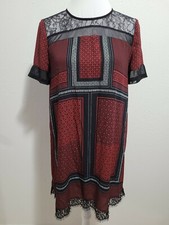 EXPRESS Women's Dress Short Sleeve Round Neck Lace Zipp Back Knee Lengt.Size S