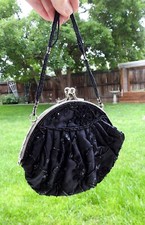 Vintage La Regal Black Beaded Handbag Clutch Purse