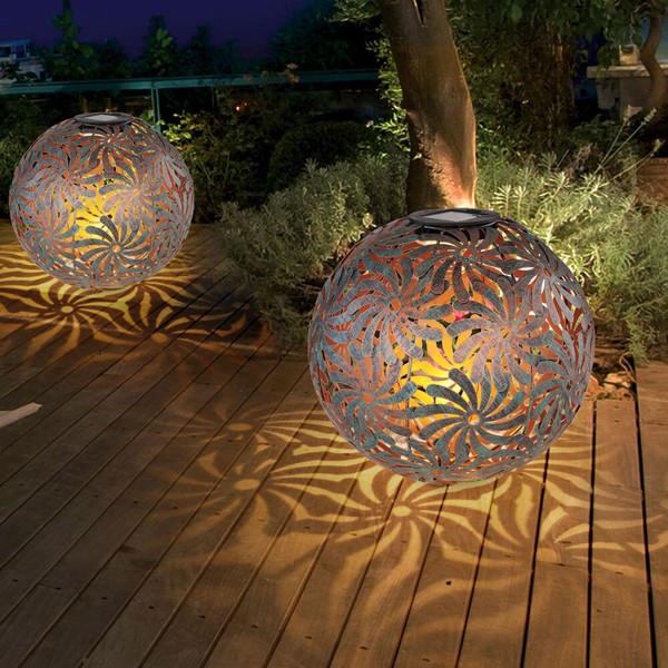 Steckleuchte AußEnlampe Solarleuchte Lichteffekt Erdspieß Gold Led Kugellampe 2X-image