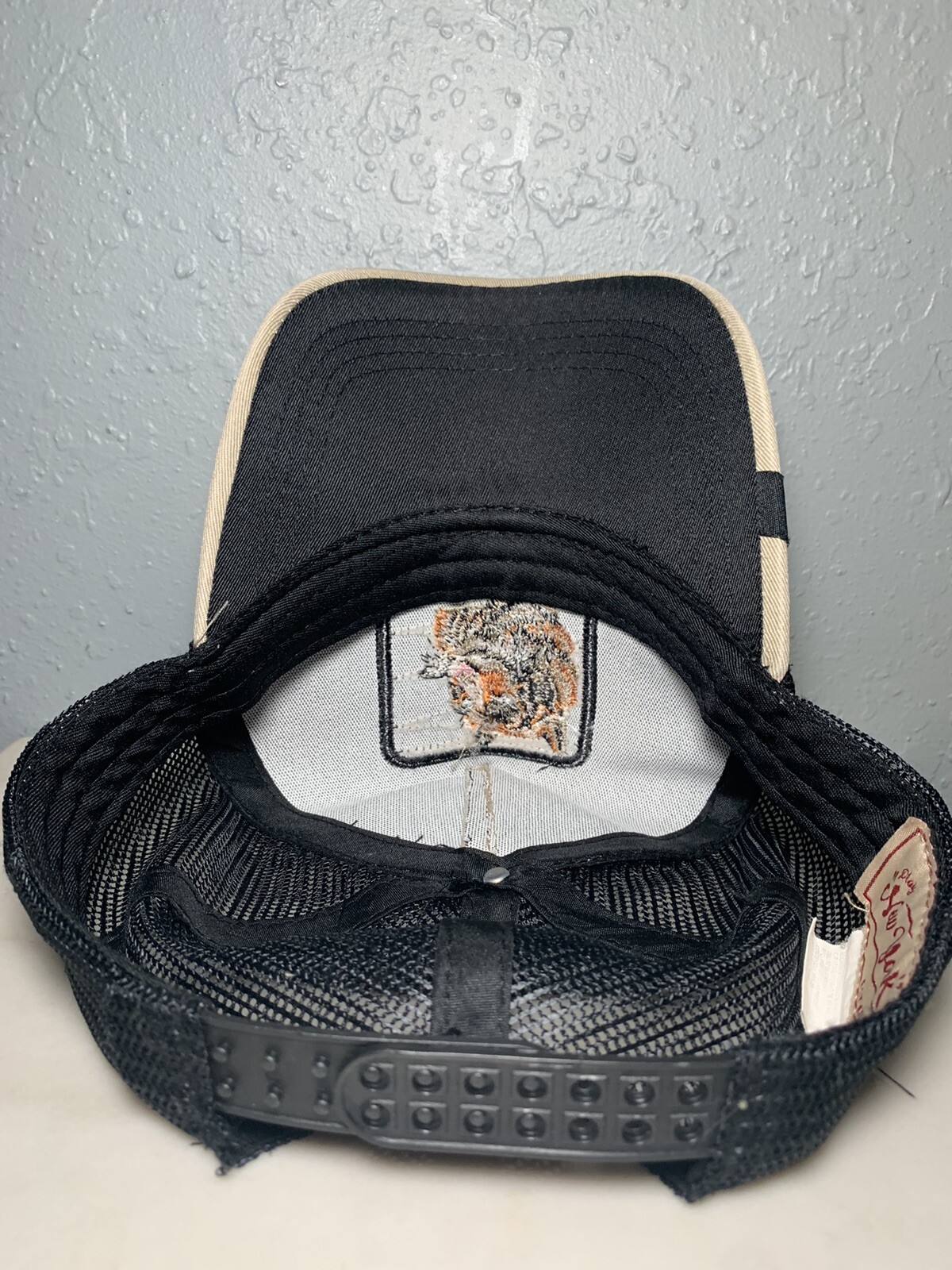 Tiger Patch Beige & Black Adjustable Snapback Mes… - image 11