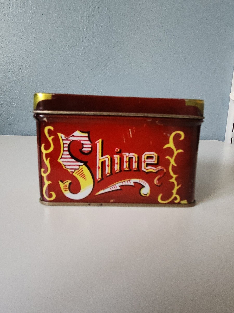 Vtg Traveling 5 Cent Shoe shine Box Tin Metal NOS Brush Polish