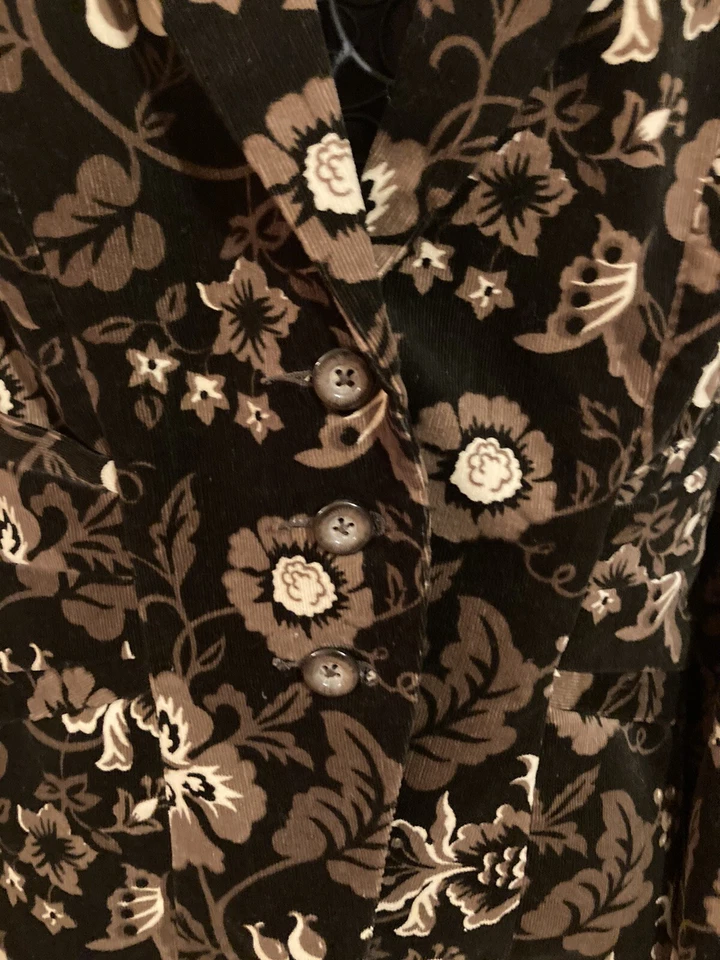 Chaqueta para mujer Willi Smith de pana con estampado floral forrada con 3 botones delanteros talla 4 Foto 4 de 4