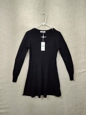 Yuna Women Dress Large/Extra Large Black Cotton Blend Long Sleeve Sweater Fit