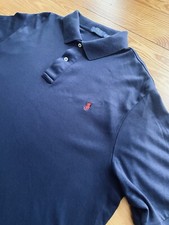 Polo Ralph Lauren Polo Shirt Mens 2XB Big Blue Red Embroidered Pony Golf Cotton