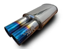 Exhaust Muffler Universal 3" Dual Slant Tip 2.5" Inlet Stainless Weld-On