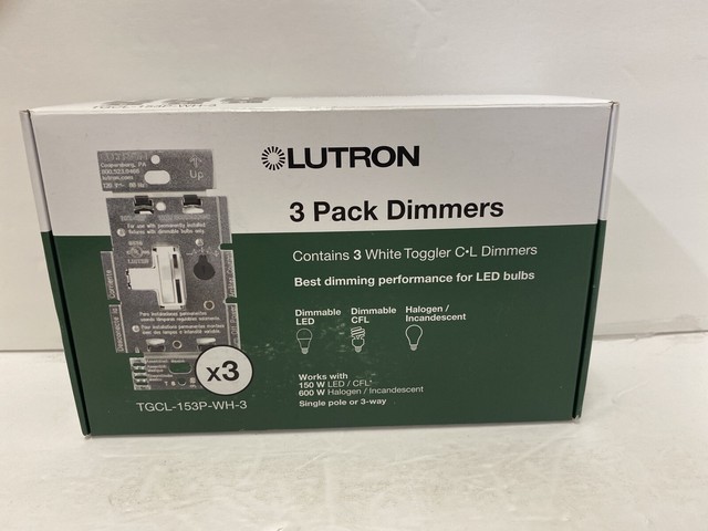 Lutron TGCL-153P-WH-3 Toggler 150W Single-Pole/3 Way LED Dimmer Switch