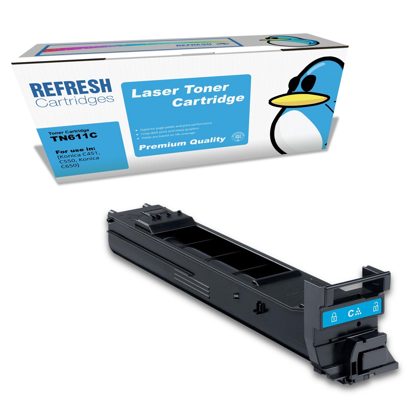 Refresh Cartridges Cyan TN611C Toner Compatible With Konica Minolta Printers