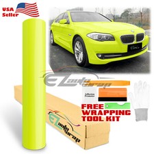 Fluorescent Gloss Neon Yellow Car Sticker Decal Vinyl Wrap Air Release Sheet Diy