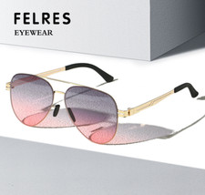 Metal Rimless Oval UV Protection Sunglasses Men Women Quality Oversize Glasses