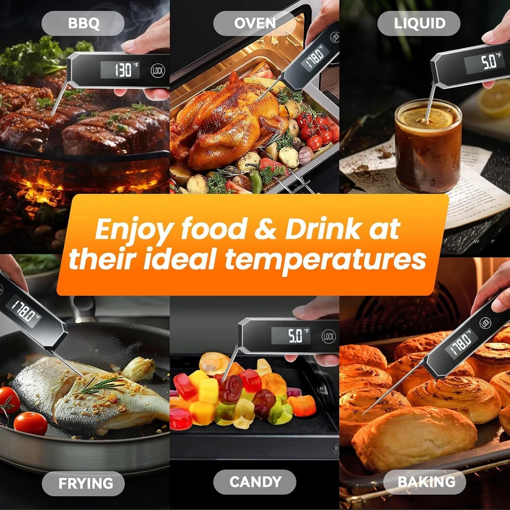 Meat Thermometer Digital, 0.5 Sec Instant Read with Gunmetal Gray Meat Thermometer Digital, 0.5 Sec Instant Read with Gunmetal Gray