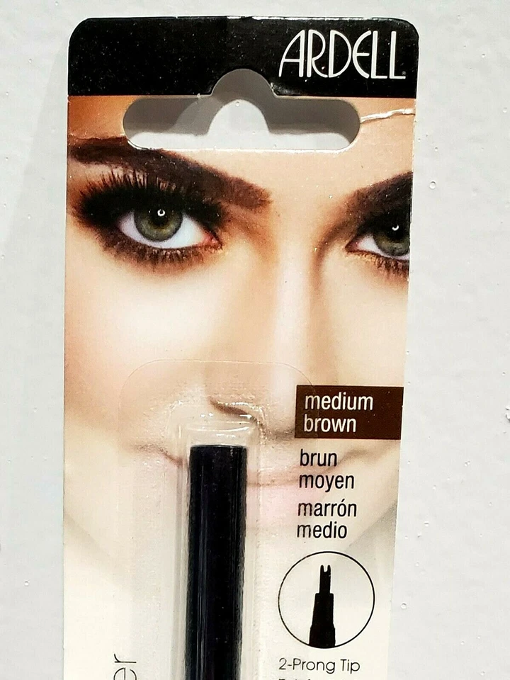 Marcador de micro relleno para cejas Ardell Pro punta de 2 puntas marrón medio de largo uso Foto 2 de 4