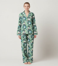 Indian Cotton Green Leaf PJ Set Bridesmaid Pajama Set Women Nightwear Suits US