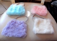 small faux fur handbag /giftbag - choice aqua, purple, white or pink