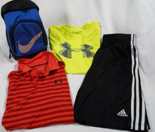 Youth Boys Lot 4 UNDER ARMOUR,ADIDAS  NIKE Shorts, Bag  Shirts Kids Sz M