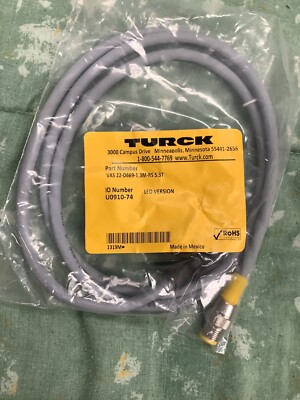 TURCK - VAS 22-D669-1.3M-RS 5.3T, M12 x DIN 43650, EuroFast, 1.3 Meters. NEW