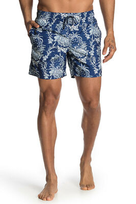 $98 Slate & Stone Printed Swim Shorts, Elephant Print, Navy , Size