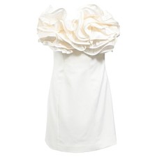Carolina Herrera Ruffled Mini Strapless Dress In White Silk Crepe Women Size 7