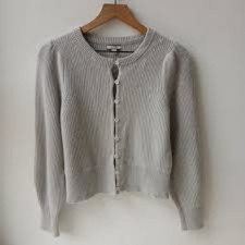 J. Crew Cashmere puff-sleeve cardigan sweater in Gray.   Size Small