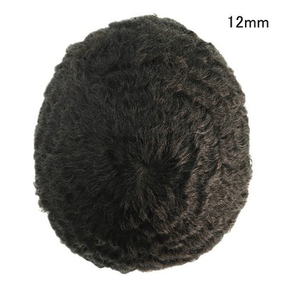 Mens Human Hair Toupee Afro Curl Hair System French Lace Black Hair Piece