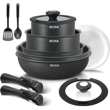 Topfsets abnehmbarer Griff schwarzes Antihaft Kochgeschirr Camping