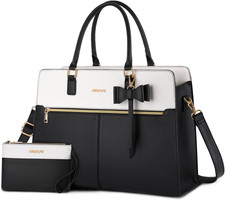 Laptop Tote Bag for Women, 15.6 Inch Waterproof PU Leather Work Bag