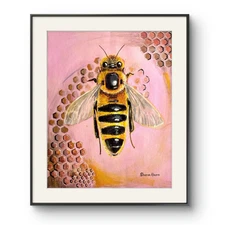 Bee The Queen - Original Abstract Realism Art 14x11 Acrylic Painting on Paper